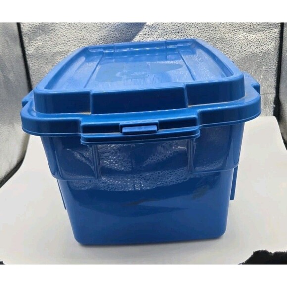Vintage? K'NEX Tub BLUE EMPTY Tote Toy Box Storage Container With Locking Lid - Picture 3 of 11